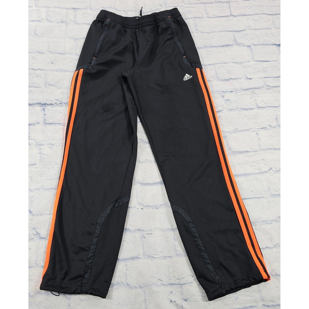 Adidas Training Pants Mens S Black Orange Climalite Soccer Athletic Track